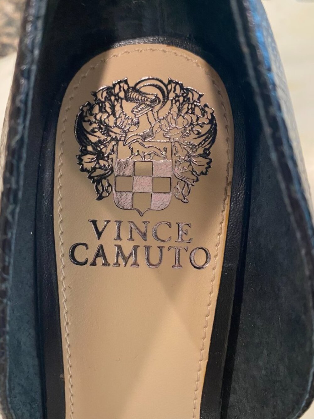 Vince Camuto Adelia Black Pointed Toe d'Orsay Heel w/ Faux Snakeskin Womens 7.5 - Picture 5 of 10